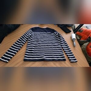 COS Navy and Cream Striped Sweater